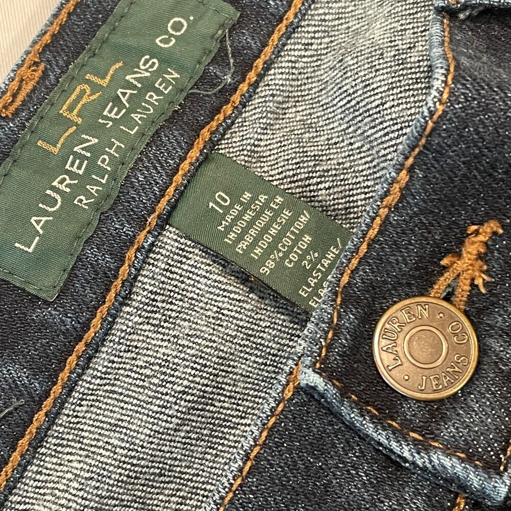~ Lauren Ralph Lauren 10 Jeans LRL Classic Straight Mid Rise Women's Dark Blue - Picture 3 of 16